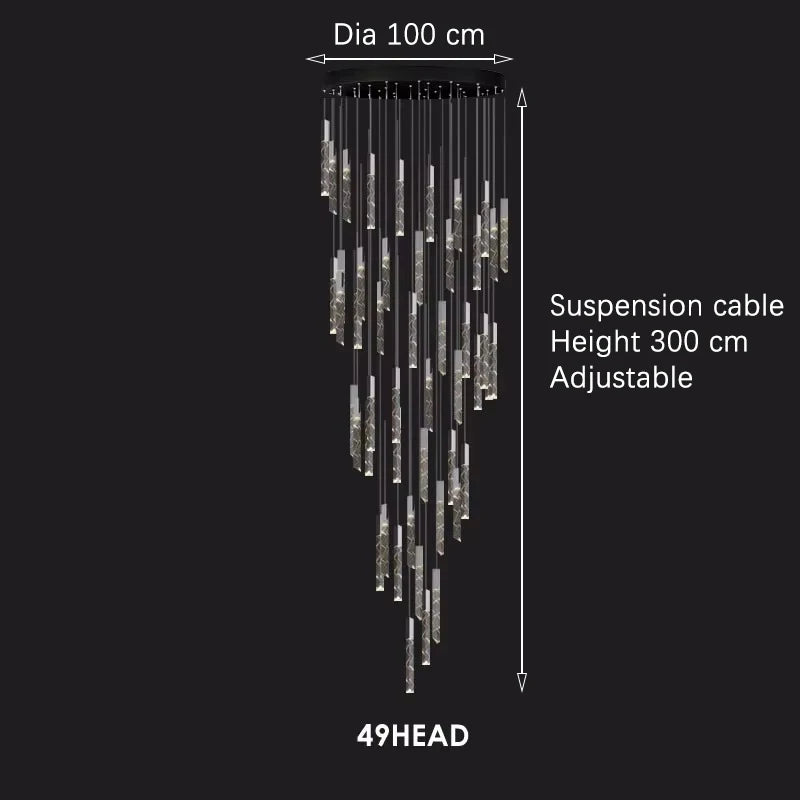 Modern Loft LED Chandelier K9 Crystal Chrome Duplex Stair Chandelier Living Room Hotel Ceiling Hanging Light Luxury Pendant Lamp