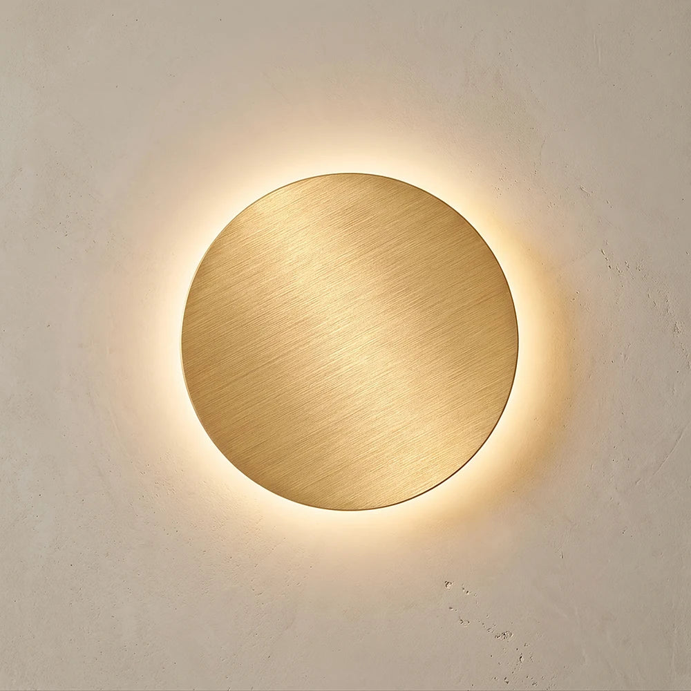 Modern Nordic Round LED Wall Lamp Aluminum Backlit Sconce Light Black White Gold Fixture for Bedroom Hallway Staircase Decor