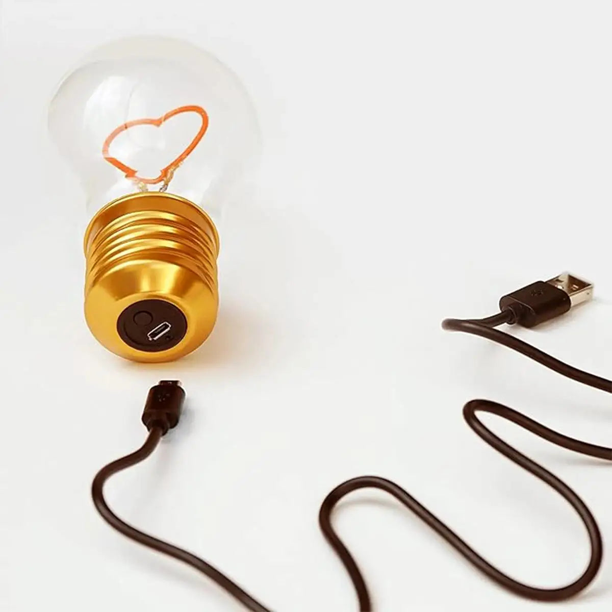 Heart/Rainbow Shape Edison Bulb Usb Filament 5v E40 Lamp Light Bulbs Rechargeable Creative Night Children Handheld Decoration