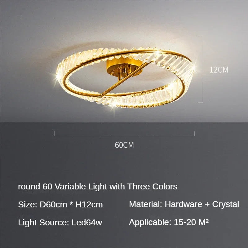 Italian Light Luxury Crystal Ceiling Lamp Postmodern Simple Round Living Room Lamp Atmospheric Bedroom Lamp New Style LED