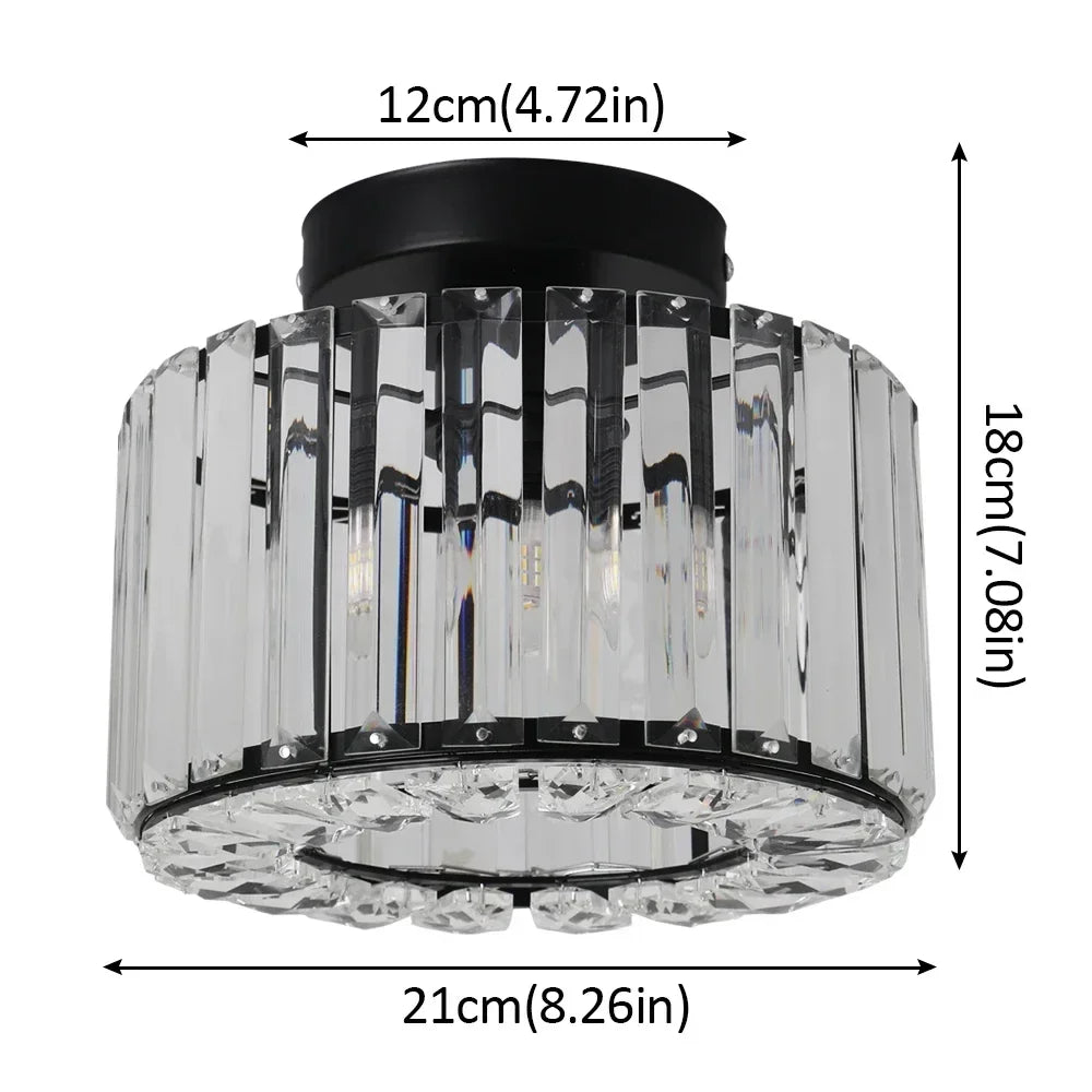 Modern Crystal Ceiling Light Flush Mount Ceiling Chandeliers Lamp LED Bedroom Corridor Entrance Lighting Fixtures E27 Gold Black