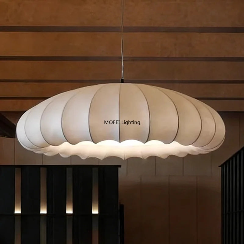 Japanese Wabi Sabi Fabric E27 Pendant Light Living Dining Room Minimalism Chandelier Designer Home Decor Bedroom Hanging Lamp