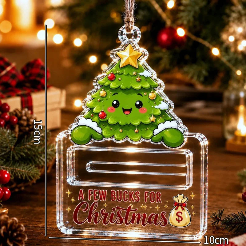 Money Storage Christmas Tree Hanging Ornament Clear Piggy Bank Christmas Decoration 2026 Cash Slot Hanging Pendant Navidad Decor