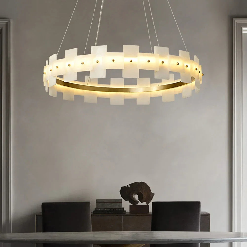 Modern LED Chandeliers Lighting For Living Room Foyer Bedroom Restaurant Pendant Lamps Natural Marble Decoration Lustre Fixtures