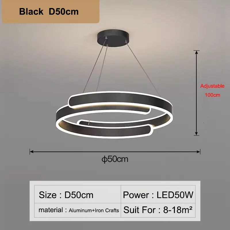 Simple Modern Living Room Pendant Light Creamy Style High-end Atmospheric Bedroom Light LED Nordic Study Circular Ring Lamp