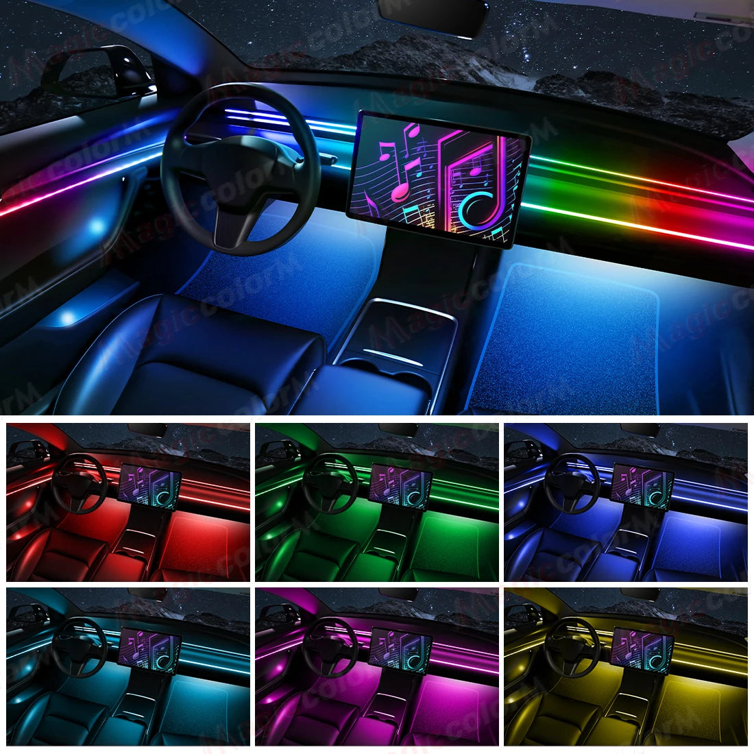 18-in-1 RGB Symphony LED Car Ambient Lighting - Bluetooth App Control Kit