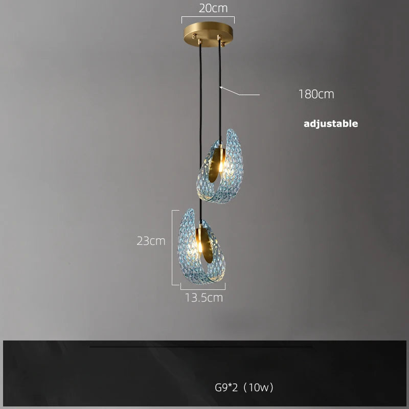 2026 Postmodern Copper Glass Chandelier - Blue Beauty Luxury Dining Room Light