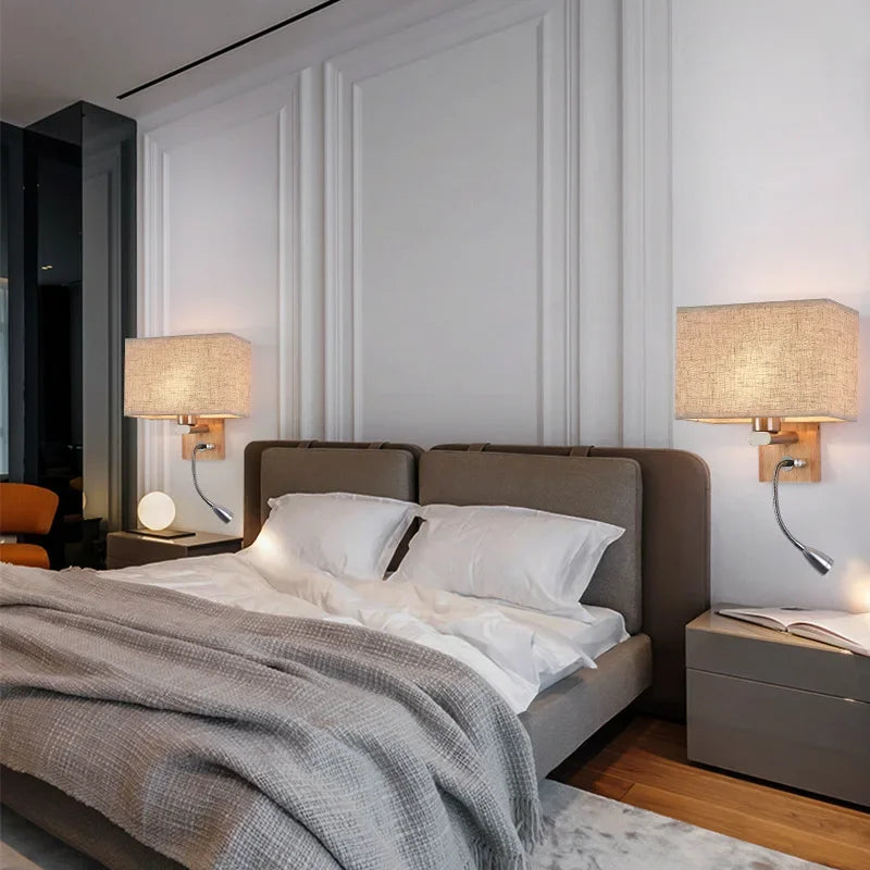 Nordic LED Wall Light with 360° Rotatable Spotlight Wall Sconce For Bedroom Living Room Stairs Indoor Lighting Fixture Luster's