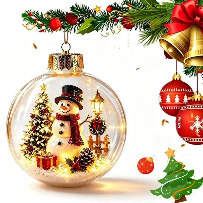 Glowing Christmas Story Ornament - Glowing Christmas Diorama Ornament, Light-Up Mini Scene With Warm LED Light, Light-Up Mini