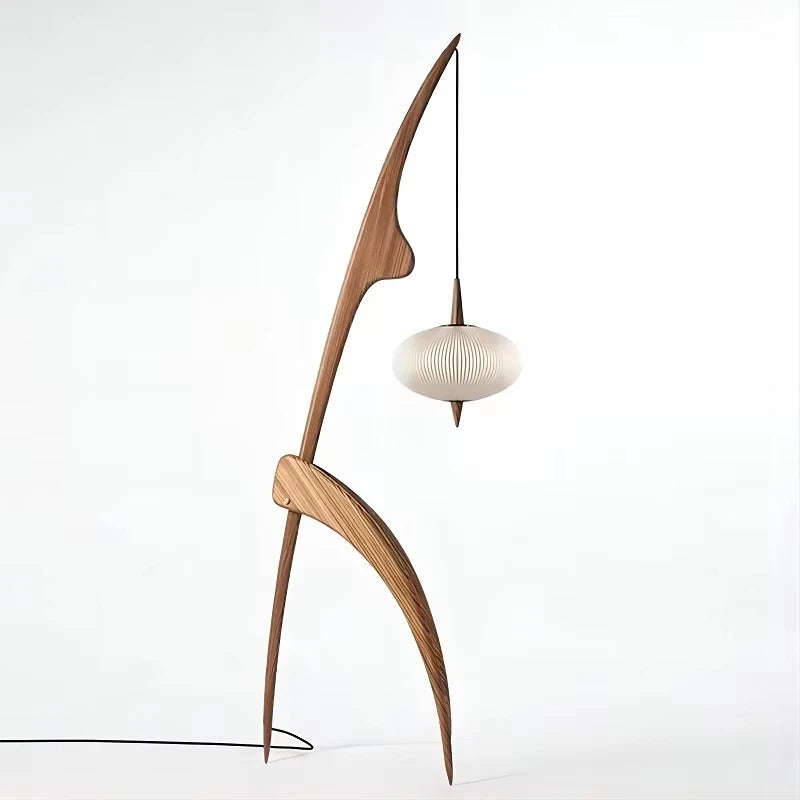 New Chinese Wabi-Sabi Solid Wood Floor Lamp - Creative Retro Standing Light Fixture for Living Room, Study & Bedroom
