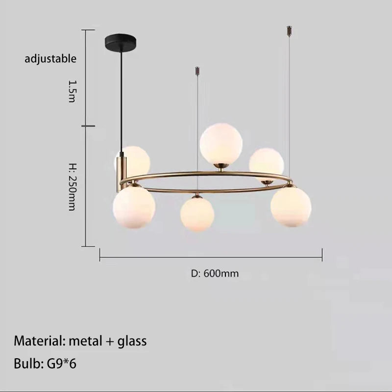 Nordic Designer Led Ceiling Chandelier Glass Lampshade G9 for Living Room Center Table Bedroom Pendant Lights Home Decors Fixture
