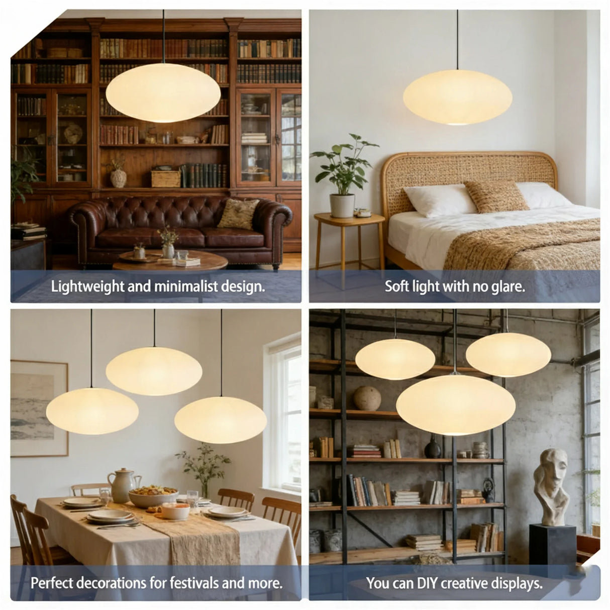 2pcs White Oval Paper Lantern Lampshade Chinese Foldable Ceiling Light Lampshade Hanging Home Decor for Living Room Bedroom