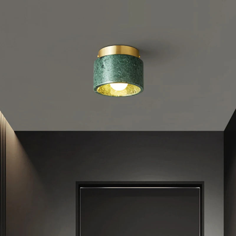 Nordic Marble Downlight Living Bedroom Room Decor's Marble Ceiling Light Green White Stone Corridor Aisle Lamp