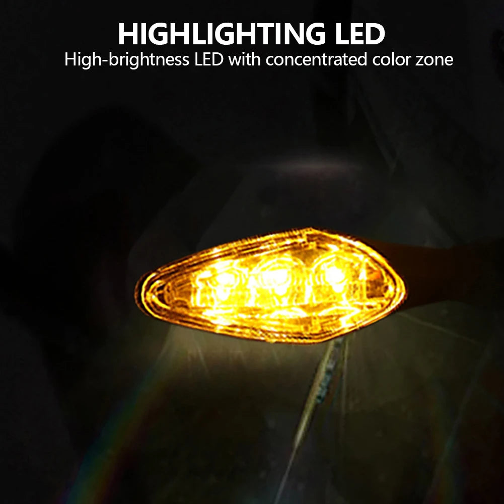Motorcycle LED Turn Signal Light Amber Flasher Indicator Waterproof Warning Blinker Rear Tail Lights for Motorbike Scooter
