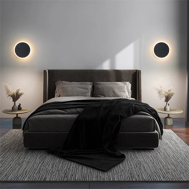 Modern Minimalist Round LED Wall Lamp - Touch Switch & Motion Sensor Porch Light