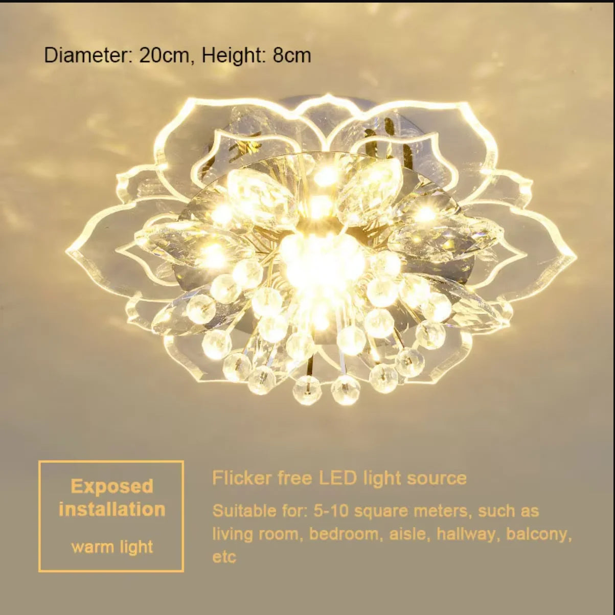 Creative LED Crystal Flower Chandelier - Modern Bedroom Ceiling Light
