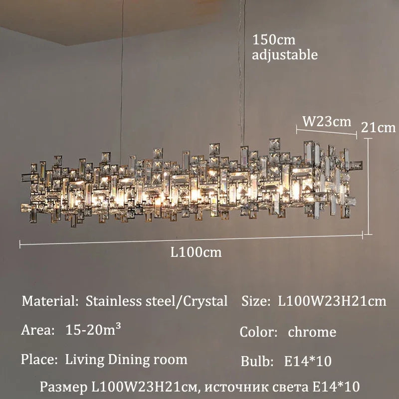Luxury Chrome LED Crystal Chandelier - Modern Ceiling Pendant Light Fixture