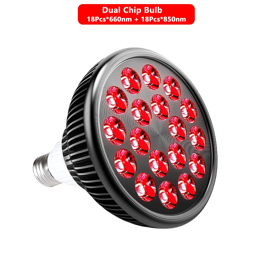 E27 LED Red 54W Light Therapy Lamp 660nm&850nm Infrared Bulb with Floor Stand for Skin Care Pain Relief 360° Adjustable