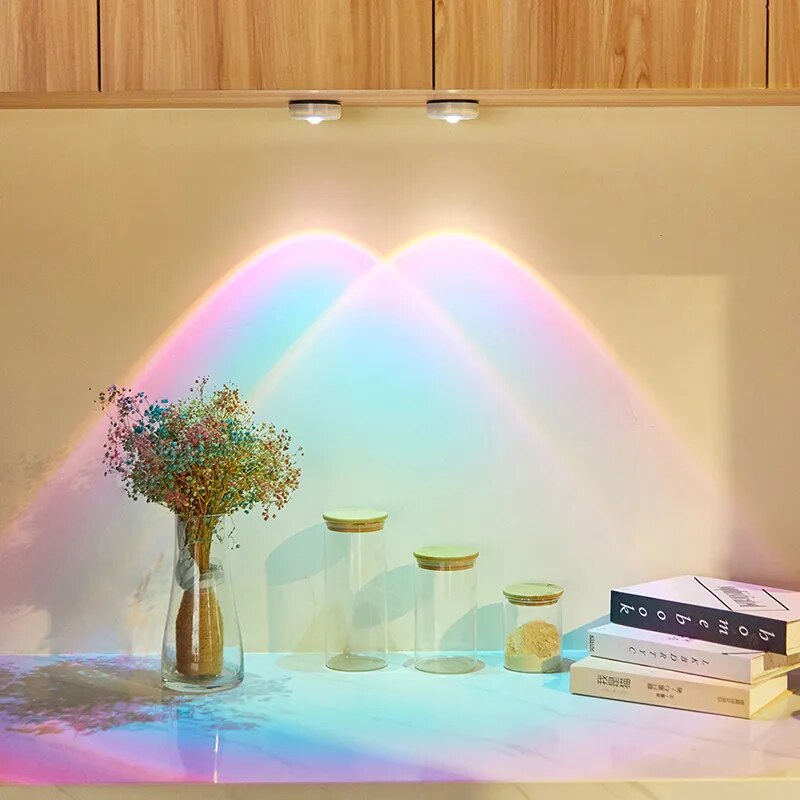 Rainbow Sunset Projector Lamp Decor Bedroom LED Spotlights for Corridor Painting Lighting Cat Eye Closet Cupboard Cabinet Lights
