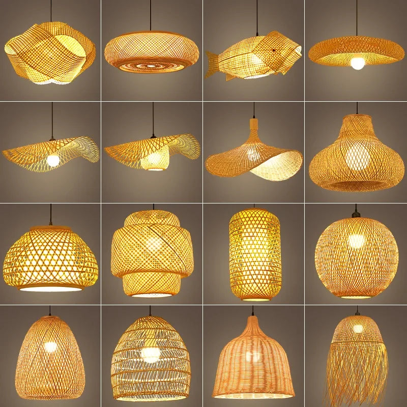 Chinese style Bamboo Pendant Lamp line length 1.5m cafeteria Chandeliers Ceiling Light café for living room decor led lights