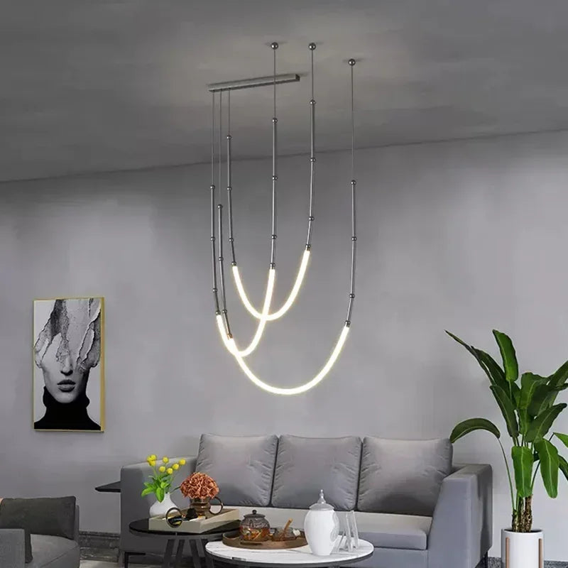 Nordic Modern Art Line Led Pendant Lights Hanging Lamp For Dinning Room/Living Room Home Art Decoration Light Fixture