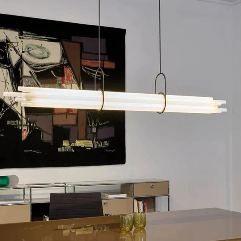 Modern Long Pendant Lamp For Kitchen Table Island Living Dining Room Minimalist Strip Creative Design Acrylic Hanging Chandelier