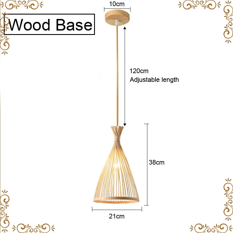 Bamboo Pendant Lamp Hand Knitted Chinese Style Weaving Hanging Lamps 18/19/30cm Restaurant Home Decor Lighting Fixtures