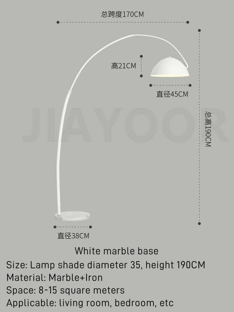 Nordic Light Luxury Fishing Rod LED Floor Lamp - Modern Vertical Arc Standing Light Fixture for Living Room Sofa & Bedroom Bedside