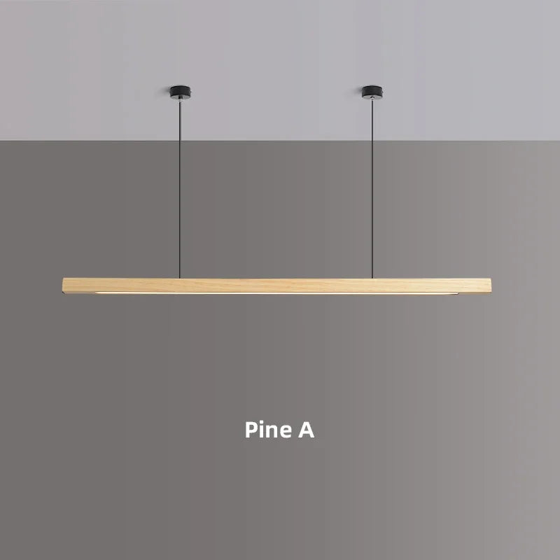 Wood Pendant Light LED Wooden Hanging Lamp LED Pendant Linear Light Wood Long Kitchen Island Lamp for Dining Living Room Office