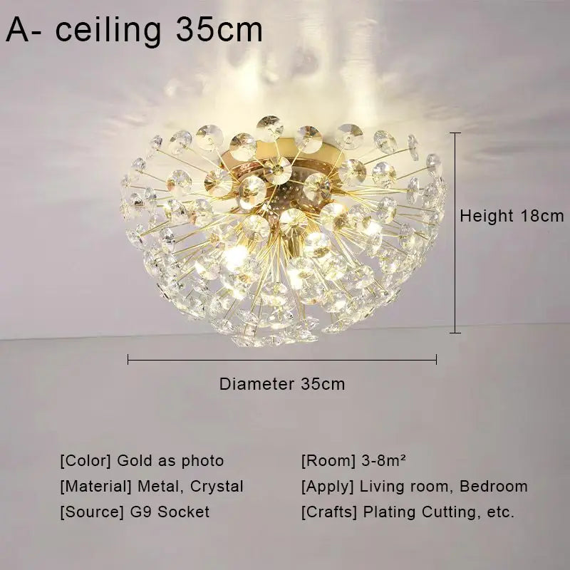 Nordic Crystal Led Ceiling Pendant Lamp Modern Clear Crystal G9 LED Lamp for Dining Room Bedroom House Decor Suspension Lamp