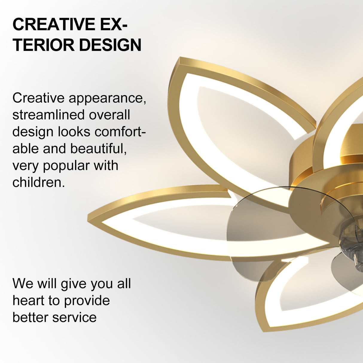 Modern led quiet ceiling fan with light with remote control/app timer creative 6 lights design fan with lamp,