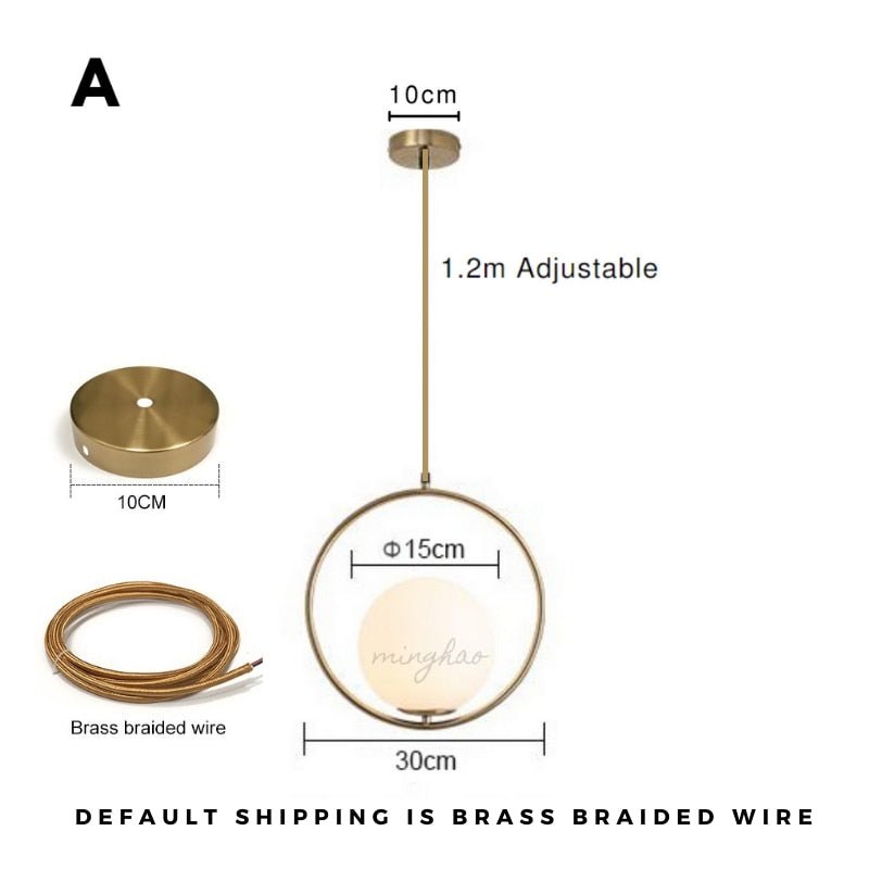 Modern LED Round Glass Ball Pendant Lights Iron E14 Pendant Lamps Hanging Light Fixture for Living Bedroom Dining Room
