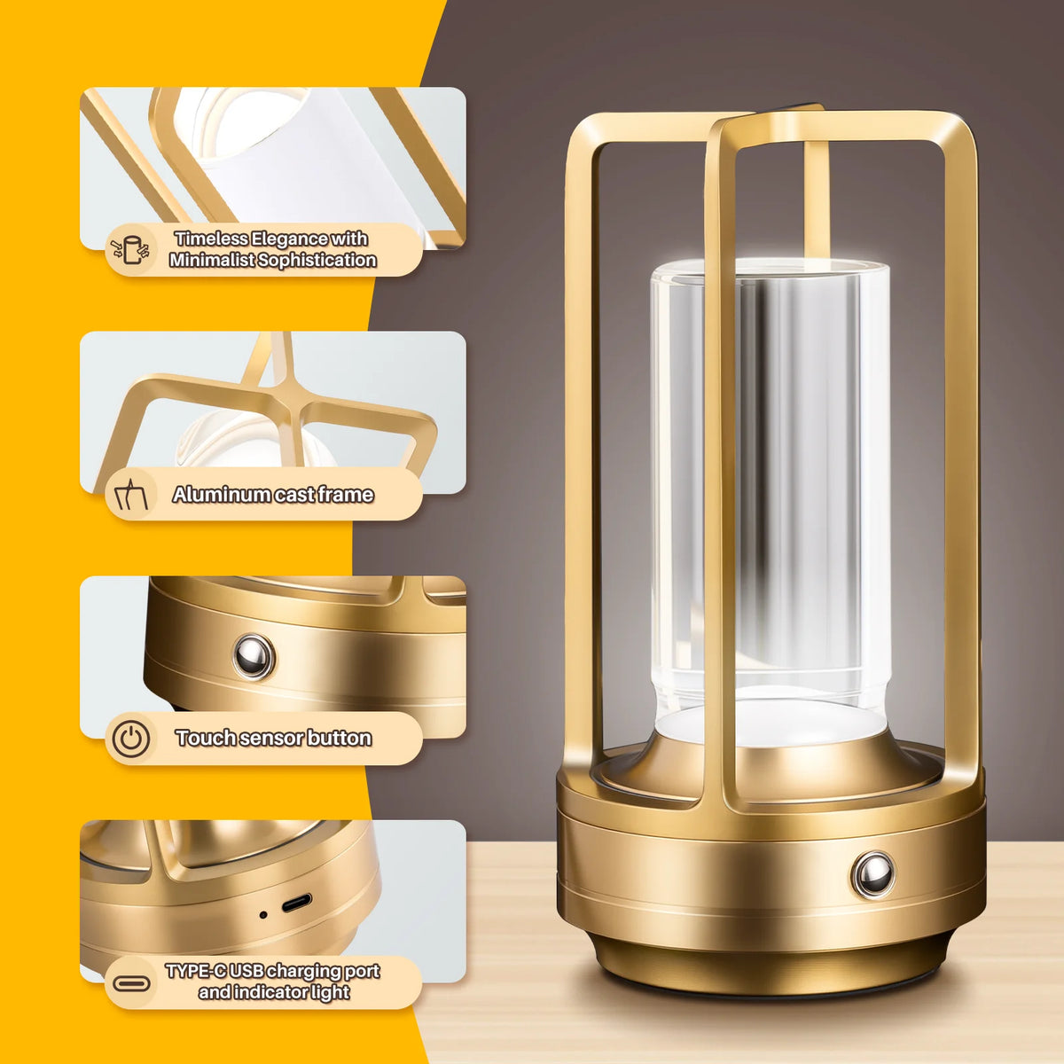 Cordless LED Table Lamp (Rechargeable Battery) - Creative Atmosphere Desk Light for Outdoor Camping, Restaurant, Bar & Bedroom Bedside Decor