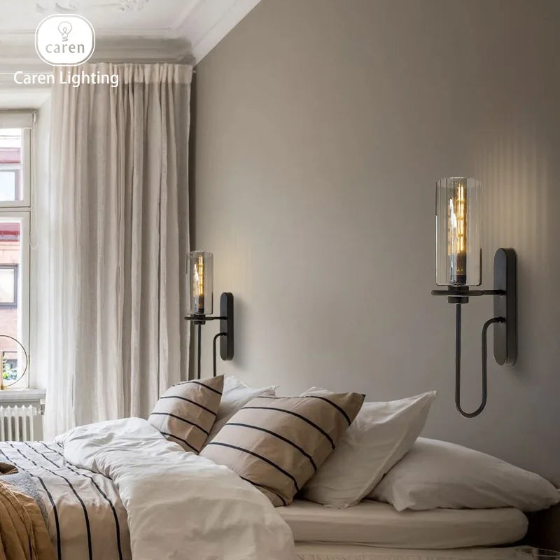 Caren Lighting Luxury wall sconces Shadow Modern nordic wall lamp e27 glass filement Edison hotel bedroom decorative interior