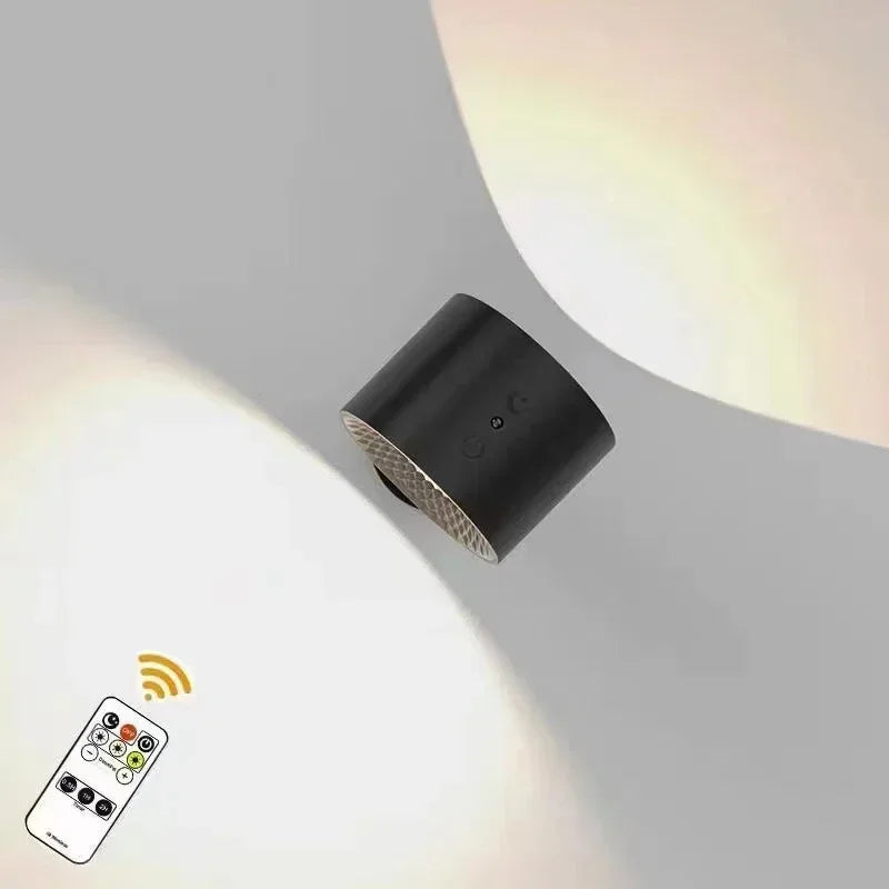 Double-Head LED Wall Lamp with Touch & Remote - 360° Rotatable Wireless Night Light