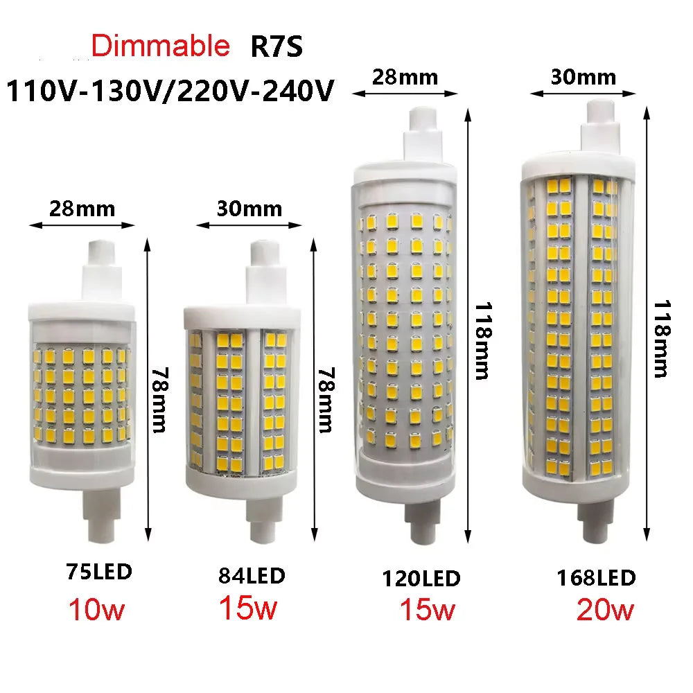 Dimmable R7S LED Ceramic Bulb - High-Lumen J78 J118 Floodlight Replacement