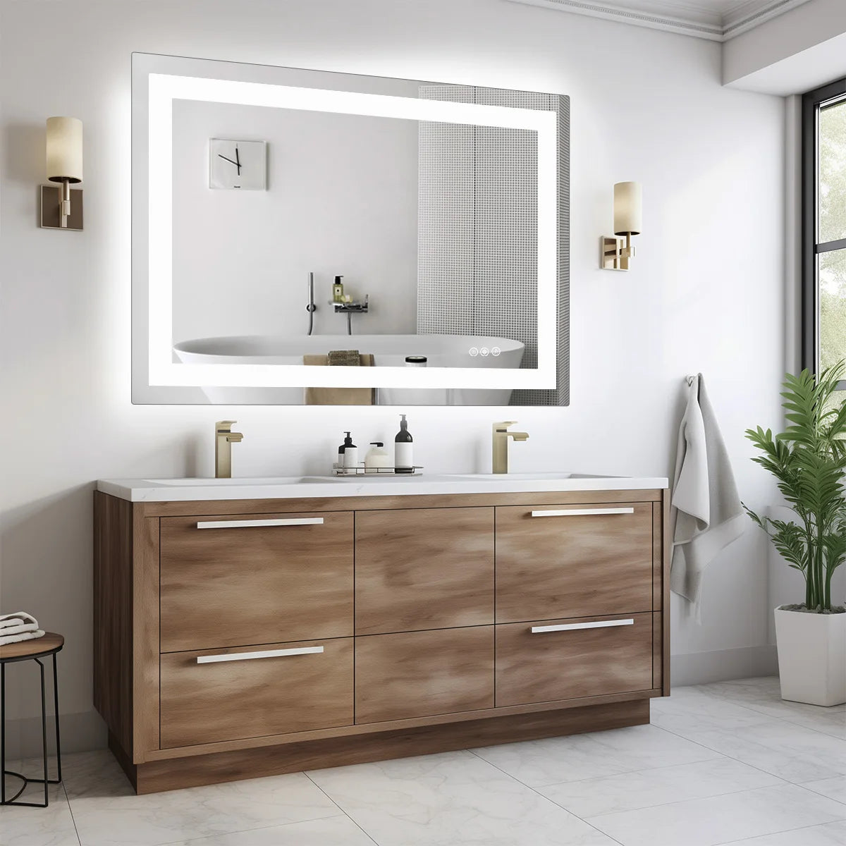 36"x 24"LED Bathroom Vanity Mirror for Wall Memory Function Tempered Glass with Front Light and Backlit For Living Room