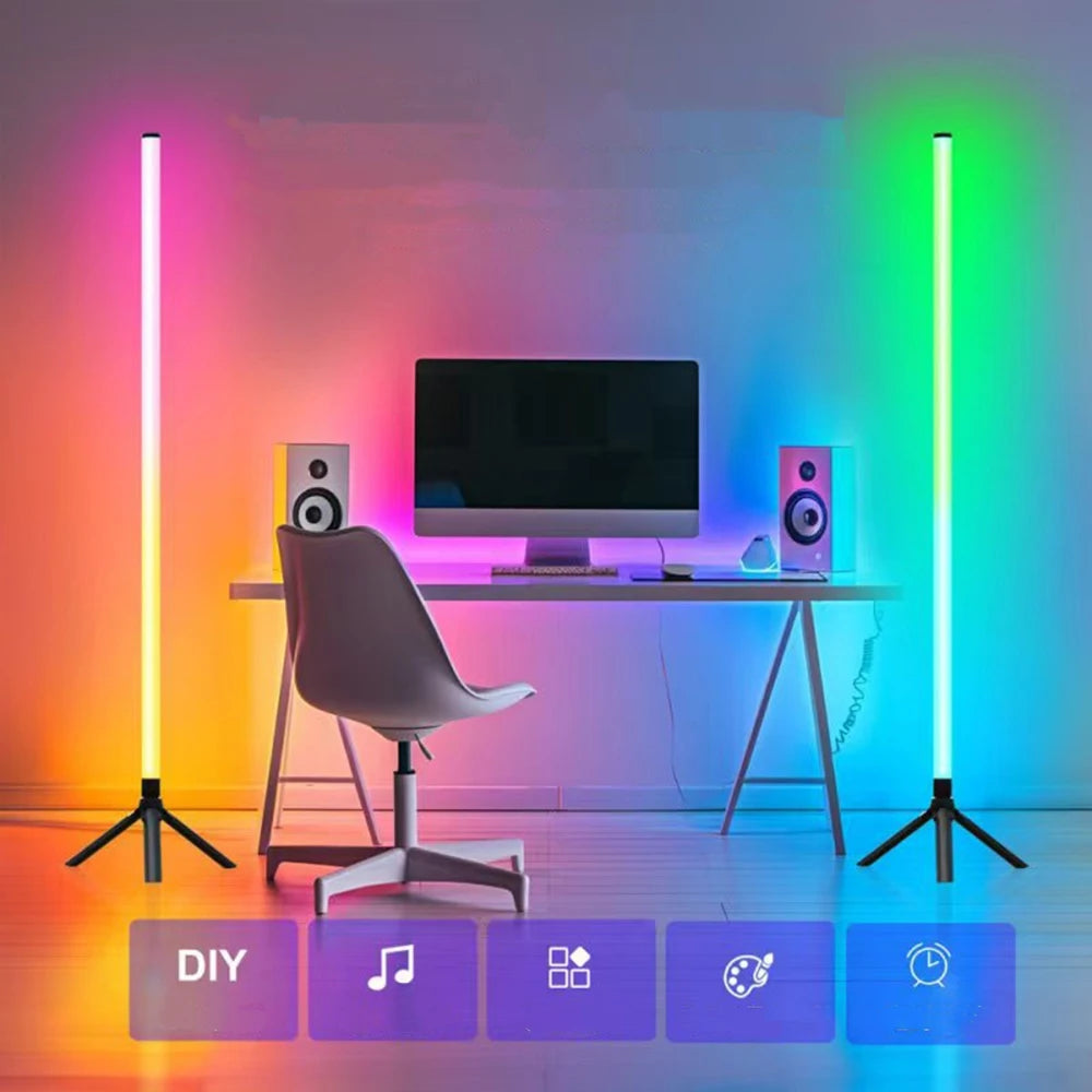 Smart RGB+CCT LED Floor Lamp - 103cm 360° Round Tube 5V USB Corner Light