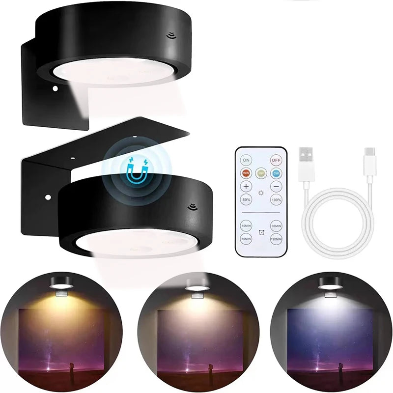 2-Pack Wireless Rechargeable Picture Lights - Magnetic LED Art & Painting Lamp (3 Colors)