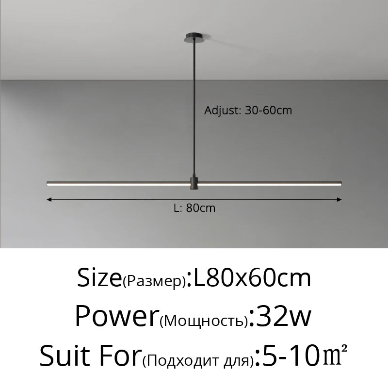 Modern Simplicity Long Linear LED Pendant Lights Strip Hanging Indoor Lamps for Office Table Kitchen Home Decoration Chandelier