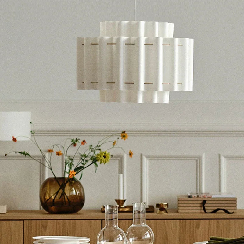 2026 New French Nordic Wabi-Sabi Fabric Pendant Light - Modern Handmade Ceiling Lamp for Living Room, Bedroom, Dining Room Decor