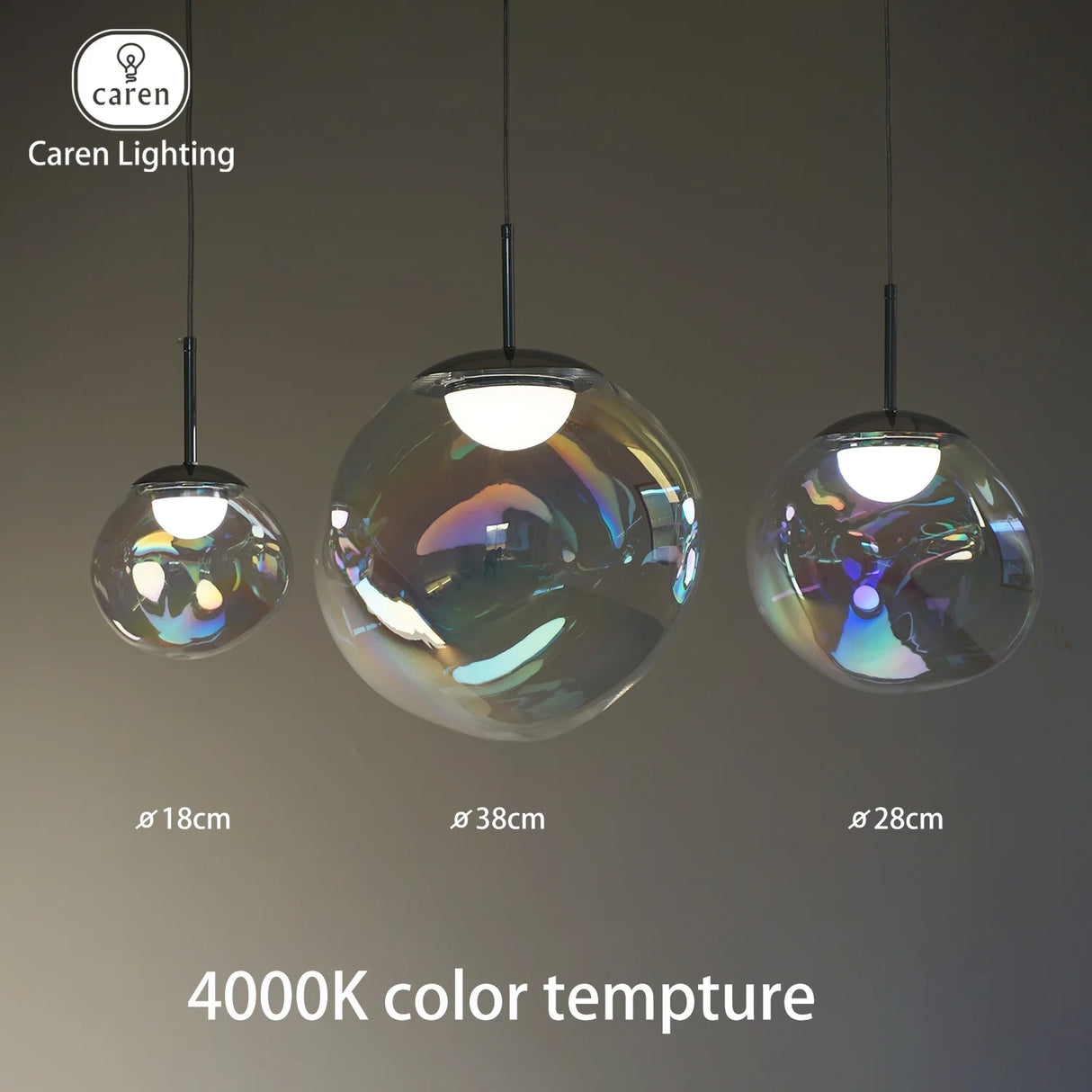 Lighting Iridescence PVD Rainbow Dining Pendant Light - Modern Hidden LED Hanging Lamp for Commercial & Home Ceiling Decor