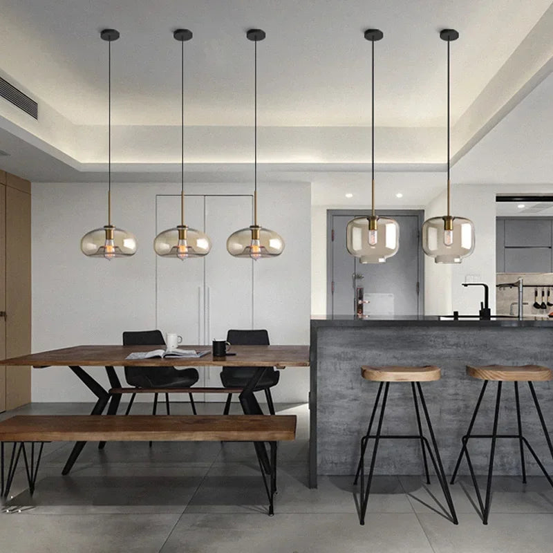 Modern Glass Pendant Light Dining Room Cafe's Bar Bedroom Bedside Hanging Lamps For Ceiling Kitchen Island Suspension Chandelier