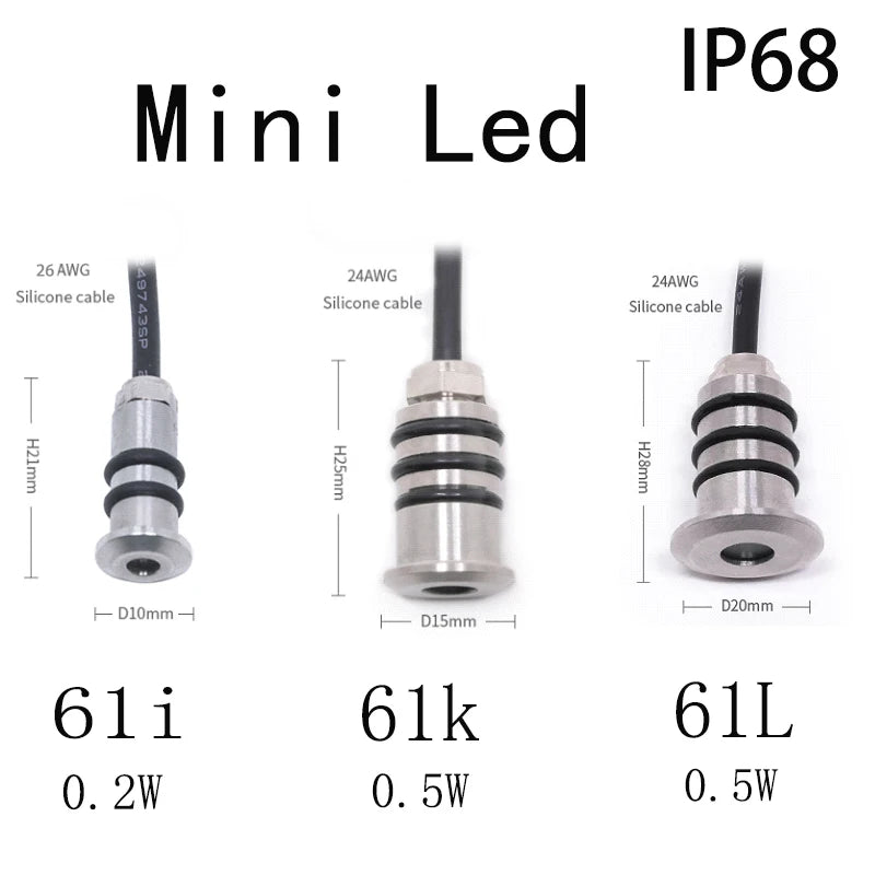 Mini LED 12V 0.5W Deck Light Recessed Outdoor Led Spot Waterproof IP68 ...