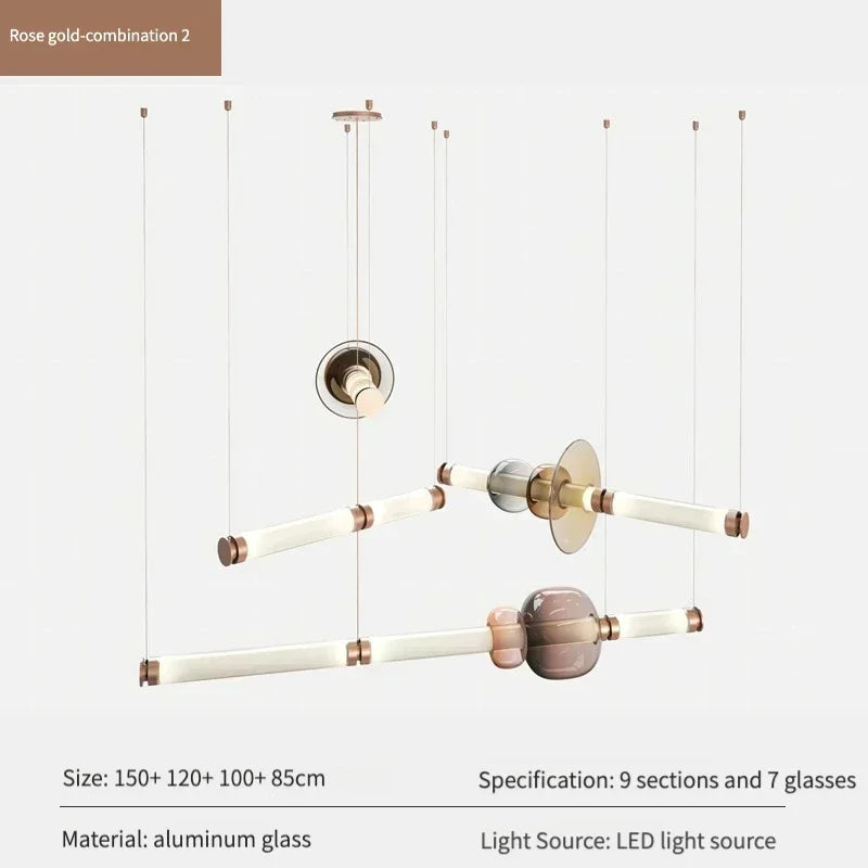 Scott Luna Chandelier Postmodern italian design lamps replica led light glass long tube lamp Bedroom Living Room bedside lamp