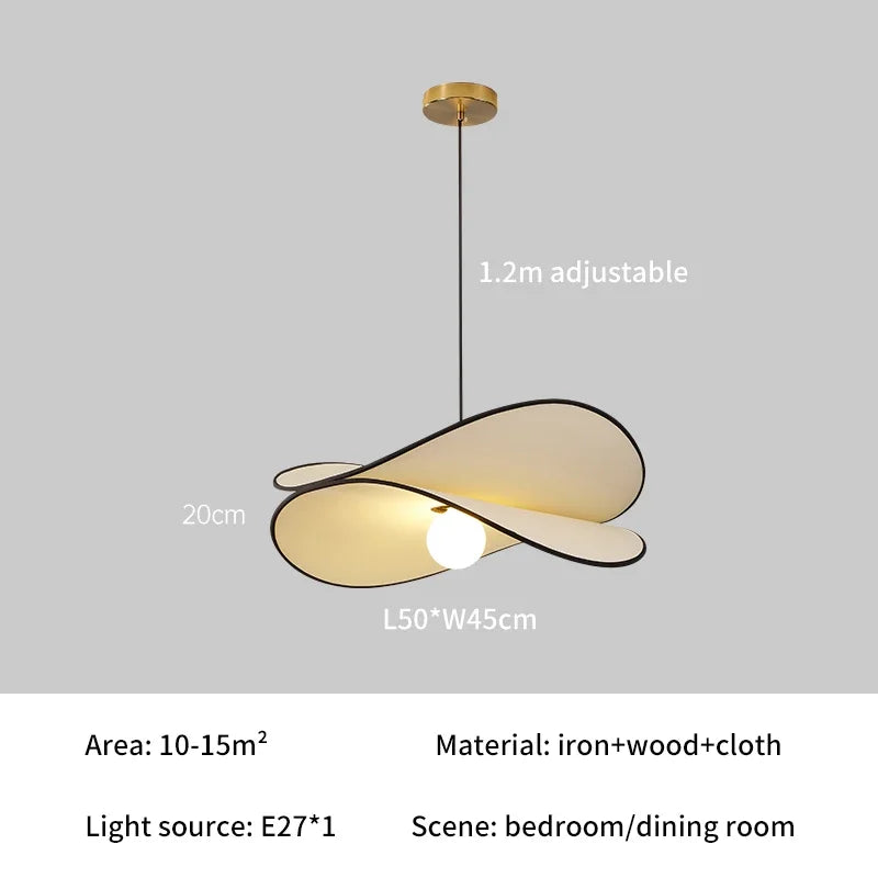 Wabi Sabi Dining table Pendant Lamp Bedroom Living Room Restaurant Shop Creative Fabric Design Pendant light Led Art Chandelier