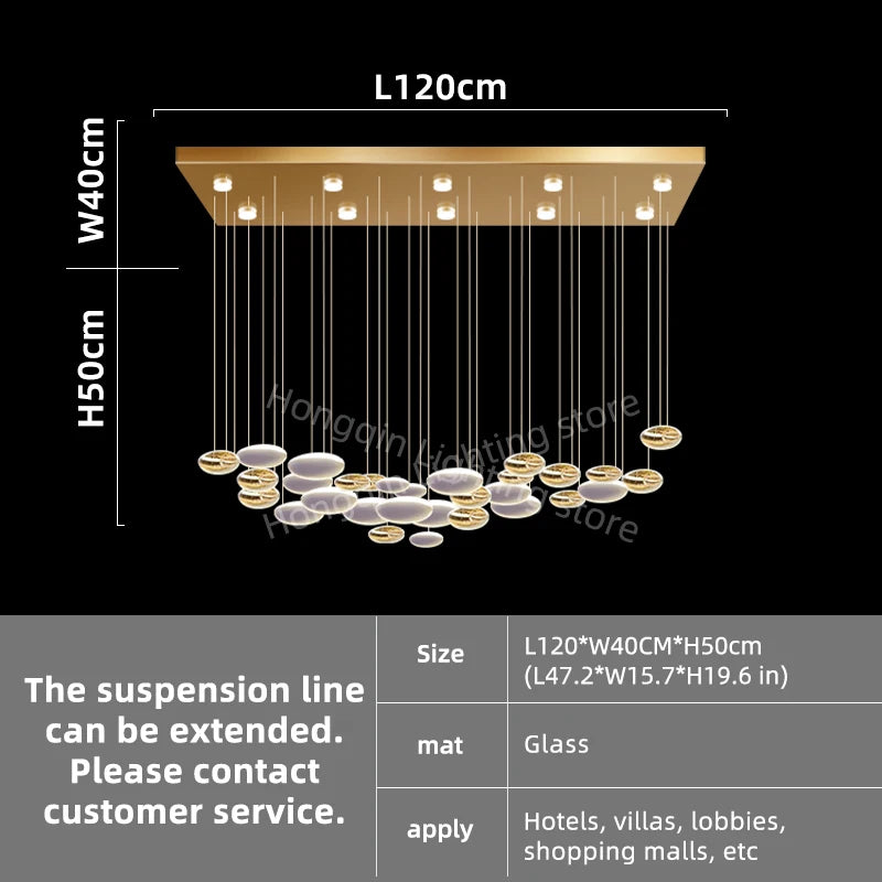 Customable Modern Chandelier Hotel Restaurant Lobby Pendant Light Luxury Villa High Ceiling Lighting Hall Glass Hanging Lamp