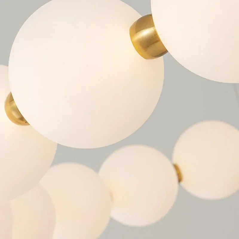 Nordic Modern Minimalist Luxury LED Chandelier Cream Pearl Circle Pendant Light Home Room Decoration for Living Dinning Bar Lamp