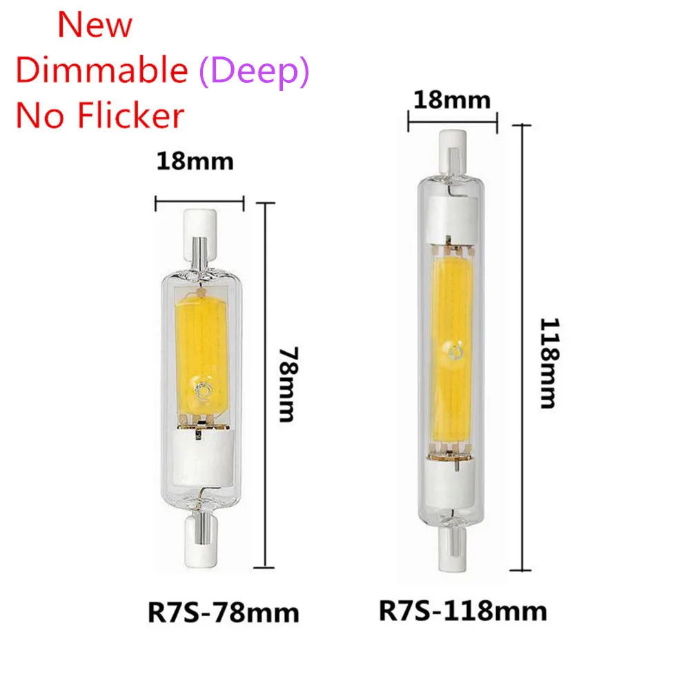 Deep Dimmable R7S COB LED Corn Lamp - 78mm 118mm Flicker-Free Halogen Replacement