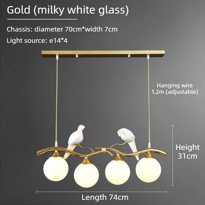 Nordic LED Glass Chandelier Modern Creative Bird Restaurant Dining Table Glass Pendant Light Living Room Bar Counter Decoration
